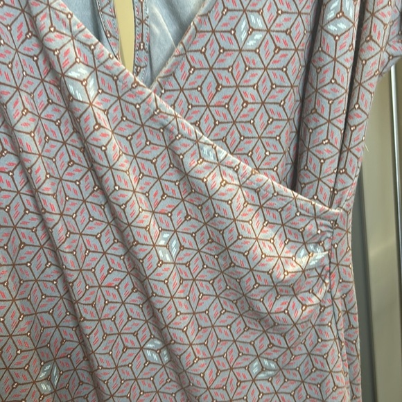 PATAGONIA Bay Laurel Faux Wrap Geometric Knot Back Stretch Dress Women Size L - Picture 8 of 13